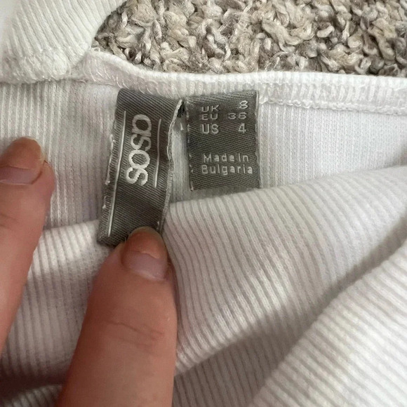 ASOS DESIGN one shoulder rib crop top in white - Picture 6 of 6